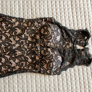 Black Lace Sequence Short Dress Size 3 / Small